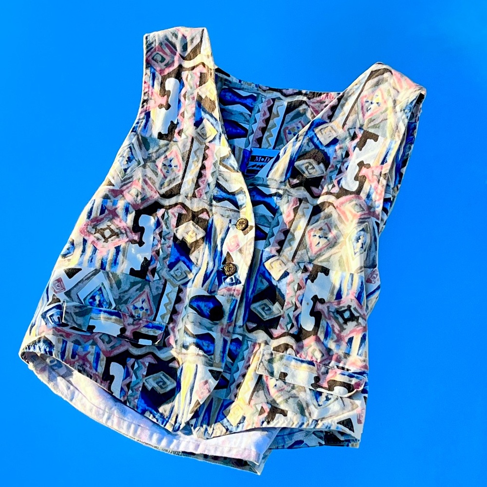 90s boho button up safari vest